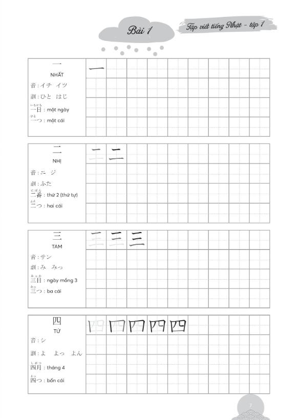 Sách Tập Viết Tiếng Nhật Tập 1