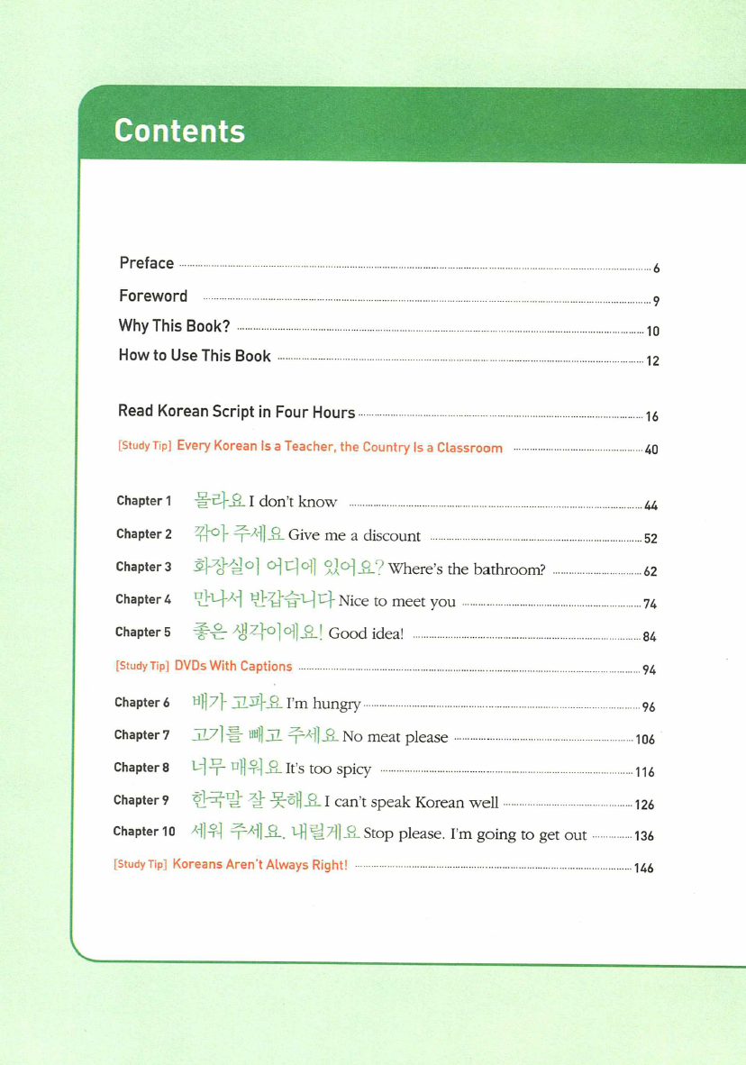 Mục lục - Sách Survival Korean