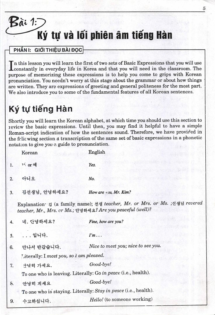 Nội dung - Sách 15 Bài Học Tiếng Hàn Cho Người Lớn Tuổi